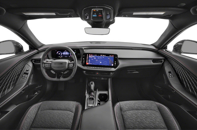 Interior of a modern 2026 Dodge Charger Daytona RT featuring a digital dashboard and touchscreen display, with stylish seats.