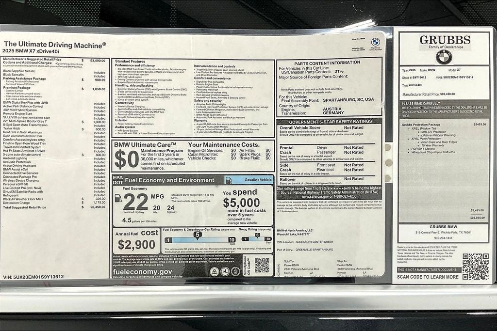 2025 BMW X7 xDrive40i