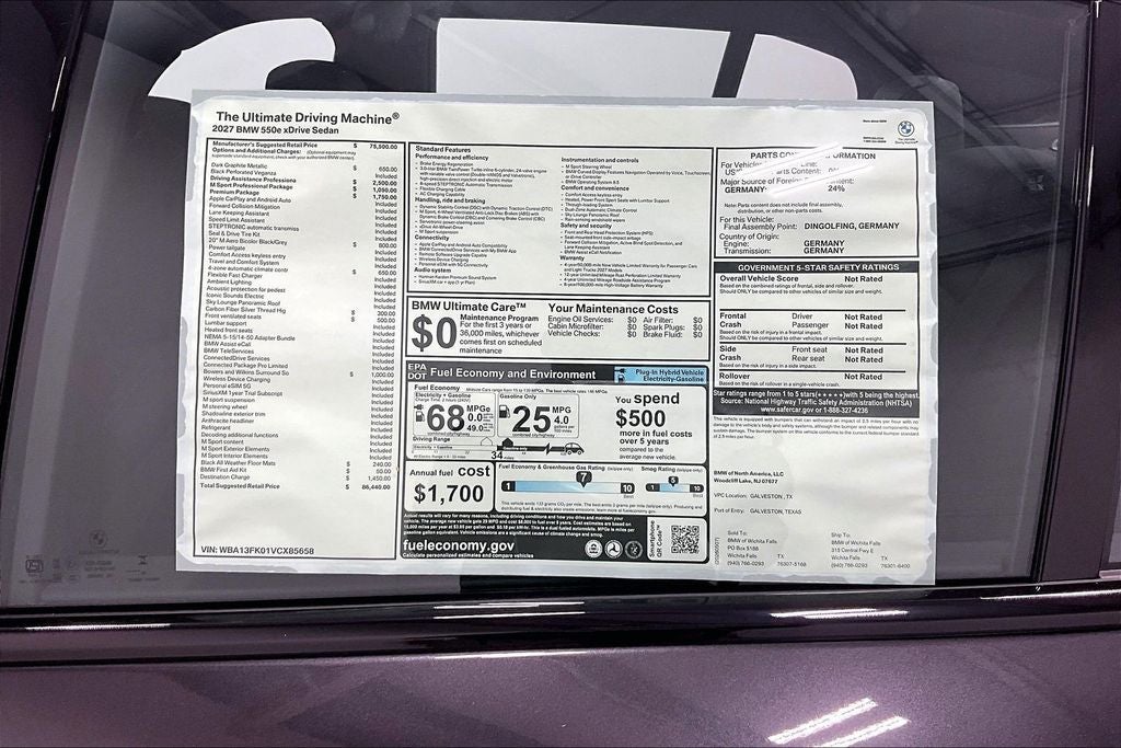 2027 BMW 5 Series 550e xDrive