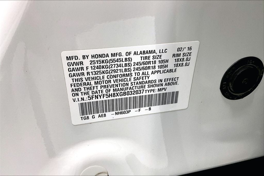 2016 Honda Pilot EX-L w/Rear Entertainment System