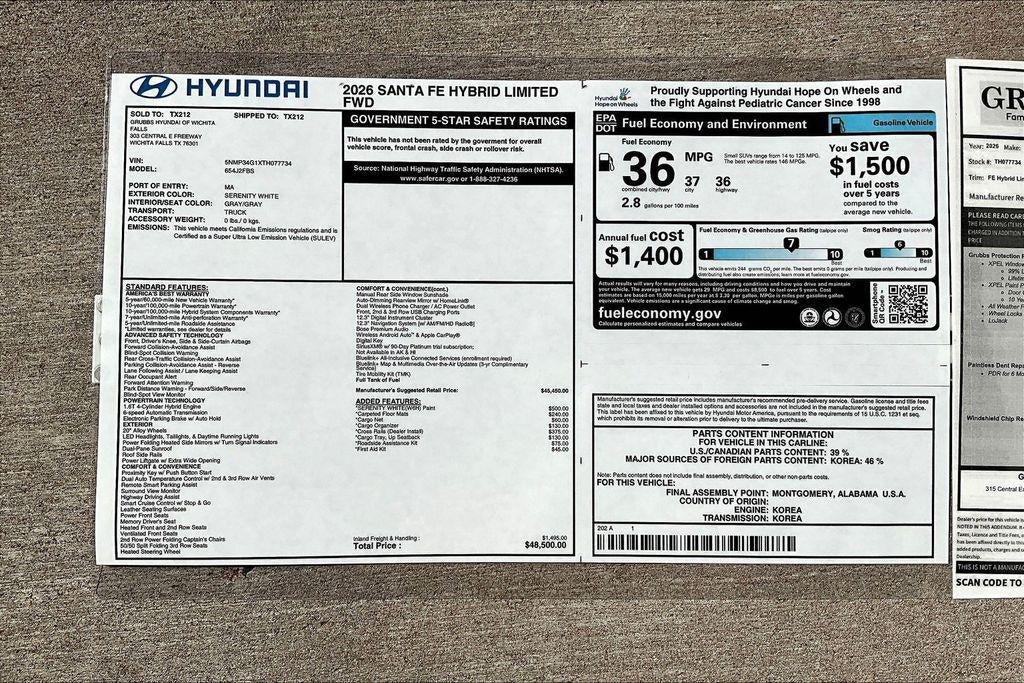 2026 Hyundai Santa Fe Hybrid Limited