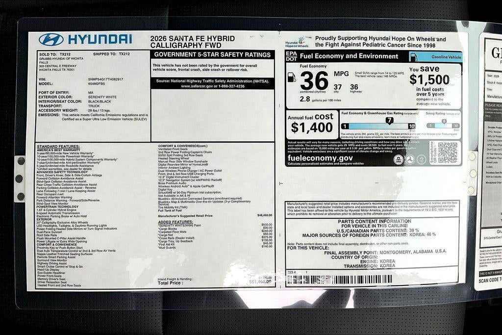 2026 Hyundai Santa Fe Hybrid Calligraphy