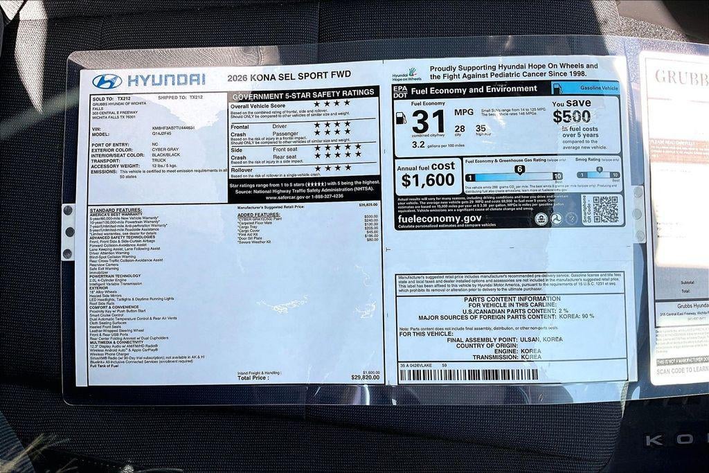 2026 Hyundai Kona SEL Sport FWD