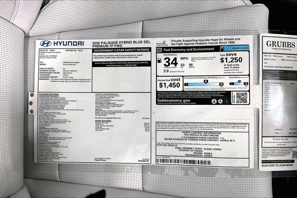 2026 Hyundai Palisade Hybrid Blue SEL Premium 7P