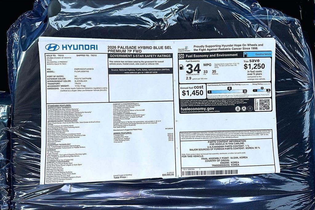 2026 Hyundai Palisade Hybrid Blue SEL Premium 7P