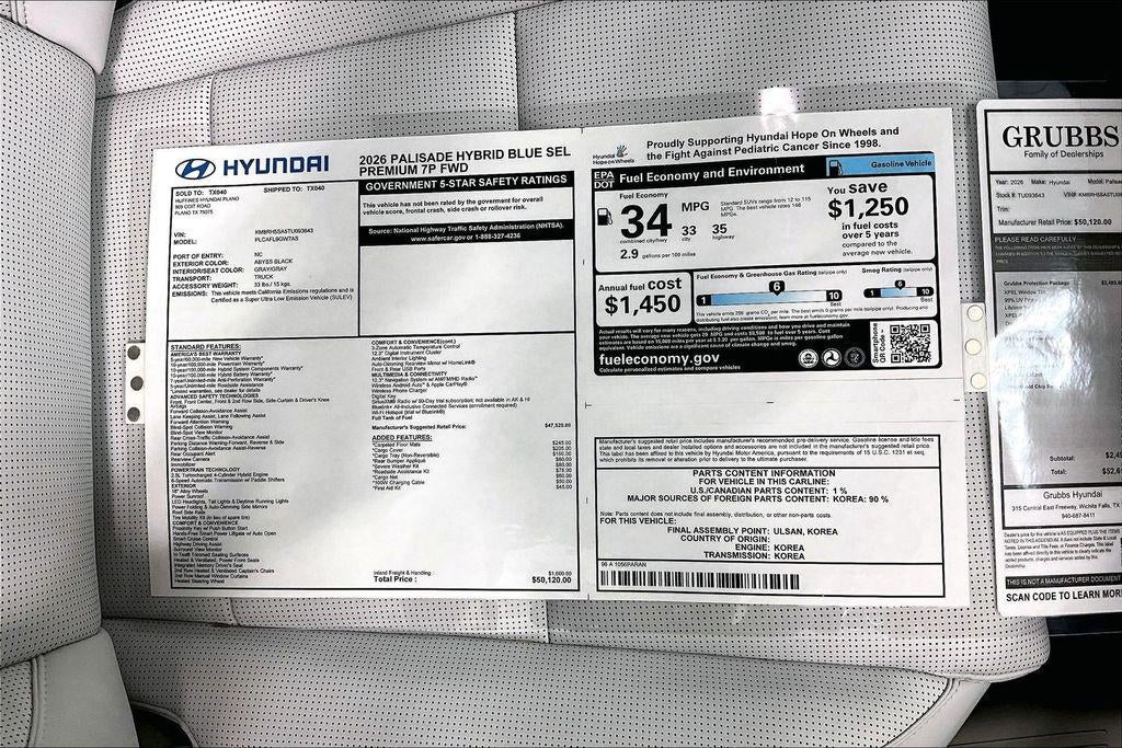 2026 Hyundai Palisade Hybrid Blue SEL Premium 7P
