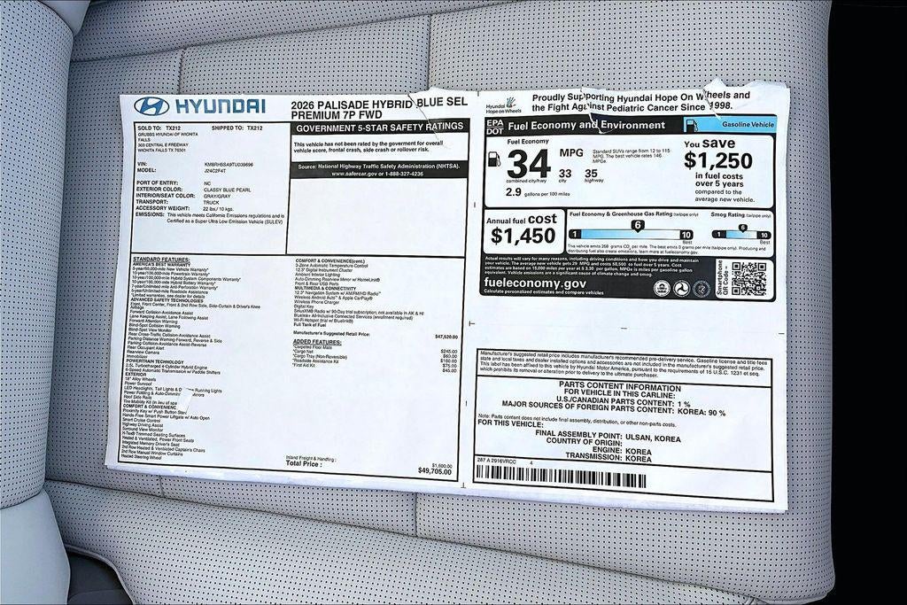 2026 Hyundai Palisade Hybrid Blue SEL Premium 7P