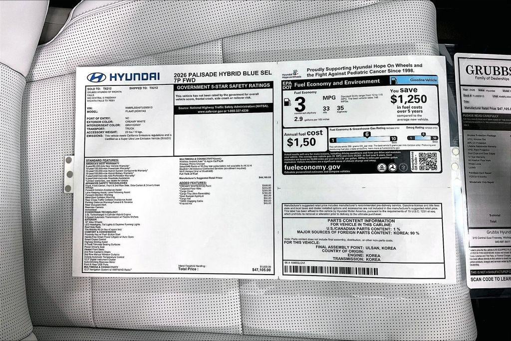 2026 Hyundai Palisade Hybrid Blue SEL 7P
