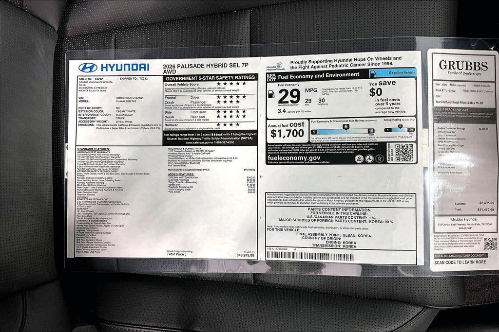 2026 Hyundai Palisade Hybrid SEL 7P