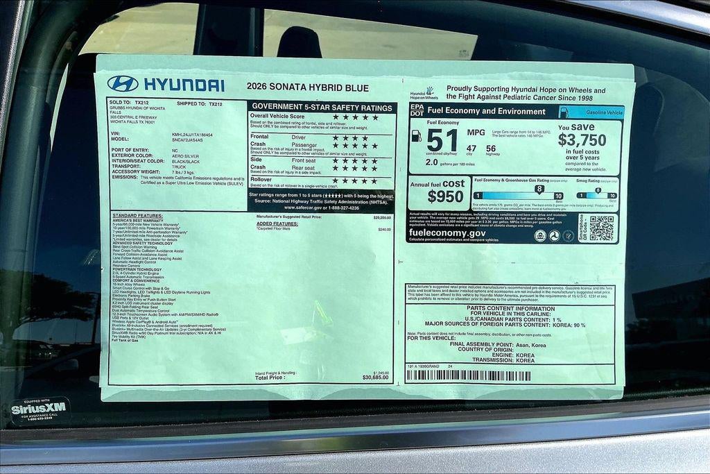 2026 Hyundai Sonata Hybrid Blue