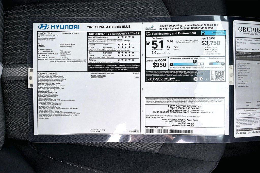 2026 Hyundai Sonata Hybrid Blue