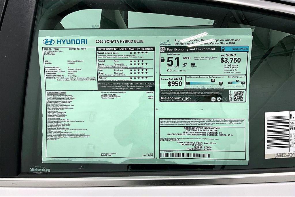 2026 Hyundai Sonata Hybrid Blue