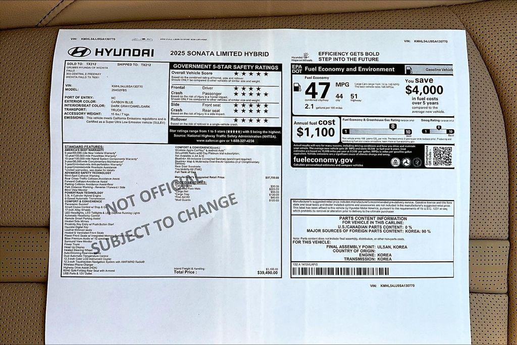2025 Hyundai Sonata Hybrid Limited