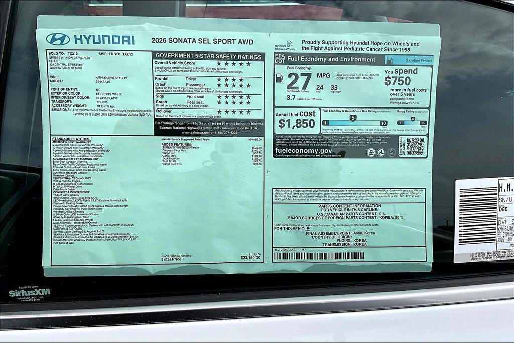 2026 Hyundai Sonata SEL Sport