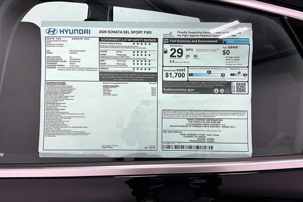 2026 Hyundai Sonata SEL Sport