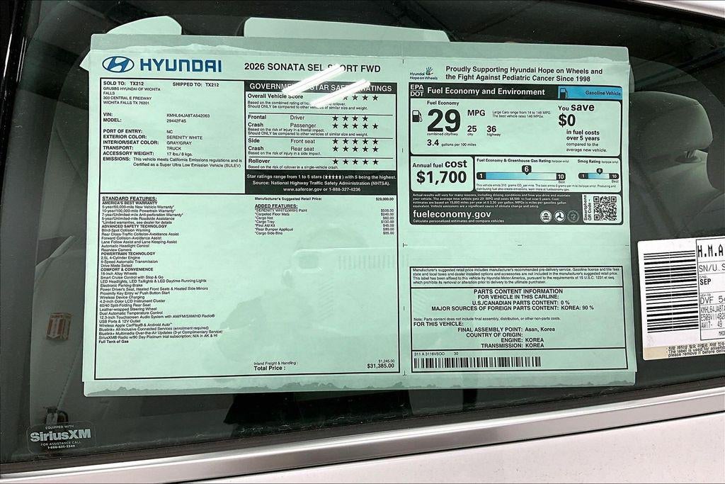 2026 Hyundai Sonata SEL Sport