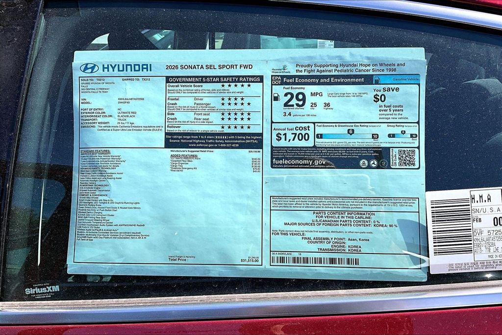 2026 Hyundai Sonata SEL Sport