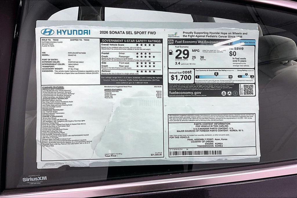 2026 Hyundai Sonata SEL Sport