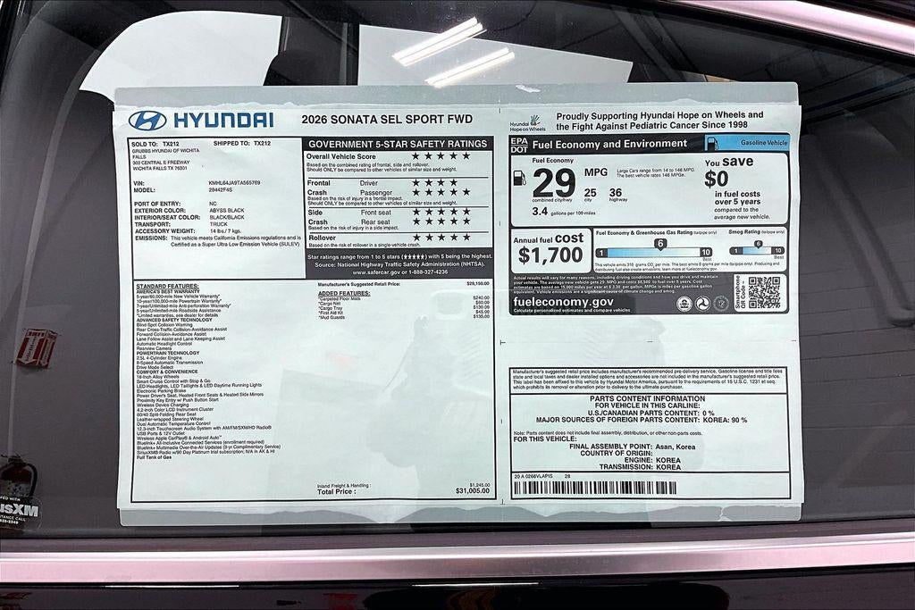 2026 Hyundai Sonata SEL Sport