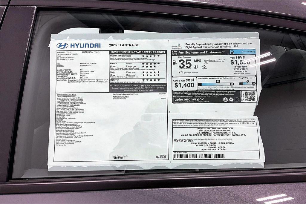 2026 Hyundai Elantra SE
