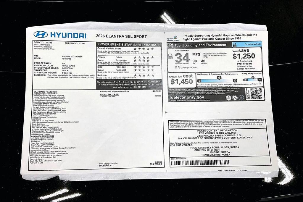 2026 Hyundai Elantra SEL Sport