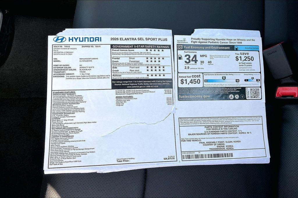 2026 Hyundai Elantra SEL Sport Plus