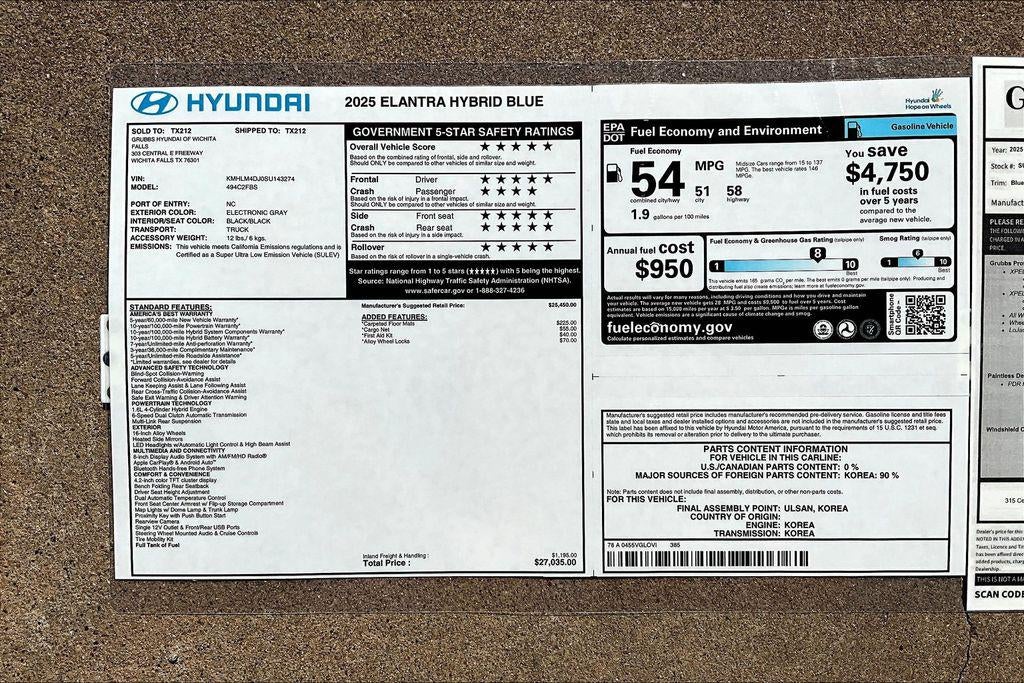 2025 Hyundai Elantra Hybrid Blue