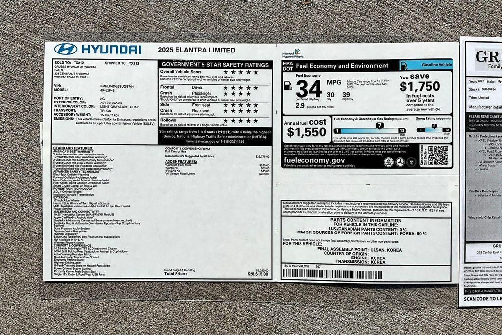2025 Hyundai Elantra Limited