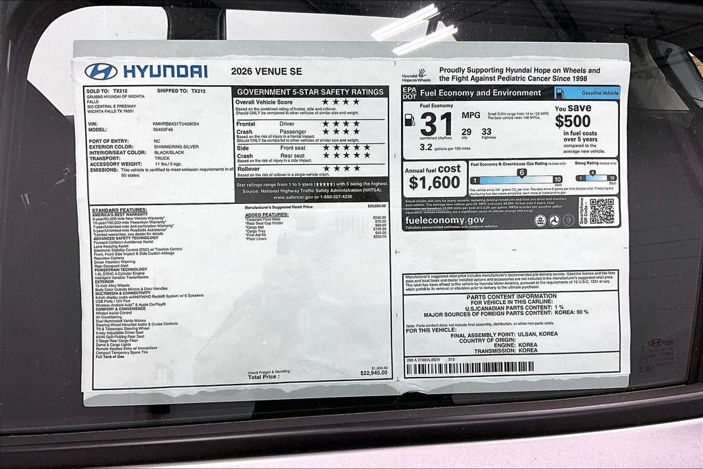 2026 Hyundai Venue SE