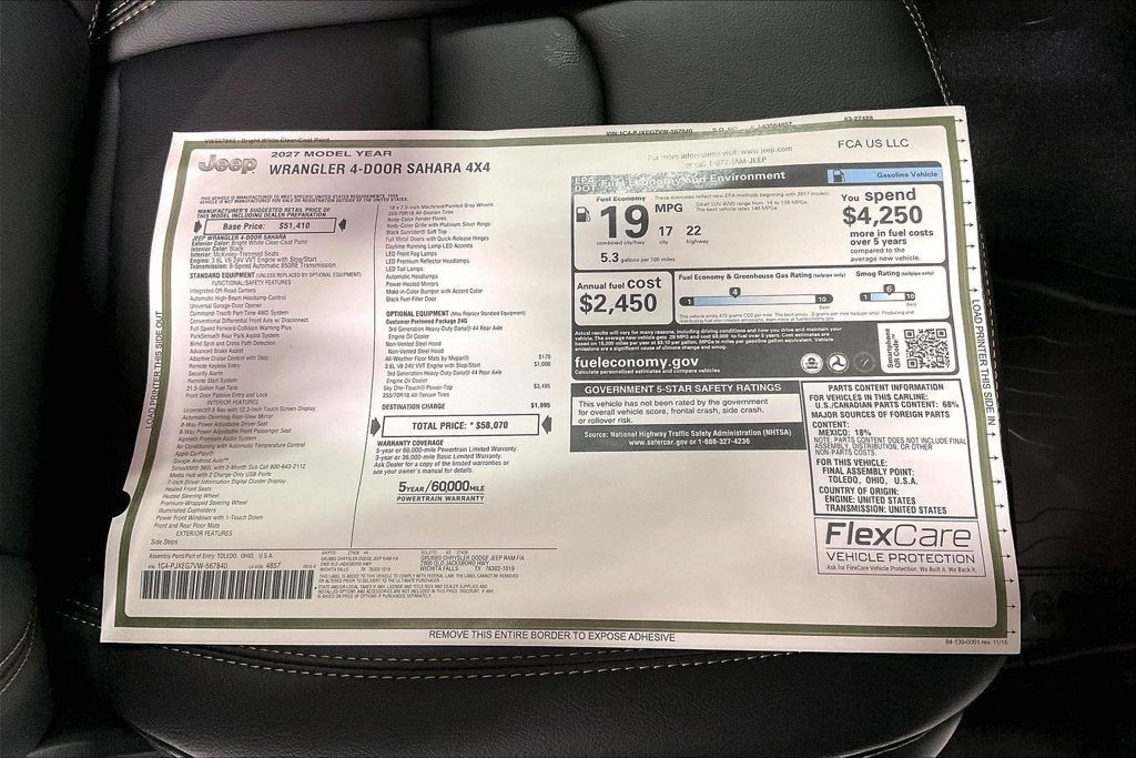 2027 Jeep Wrangler WRANGLER 4-DOOR SAHARA