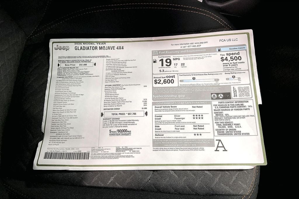 2026 Jeep Gladiator GLADIATOR MOJAVE 4X4