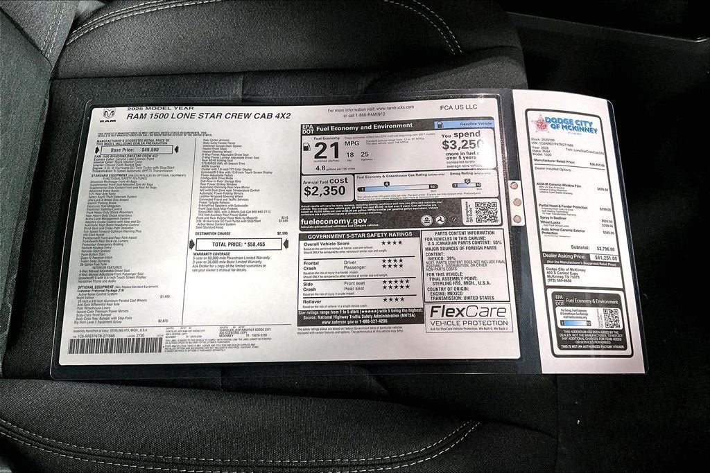 2026 RAM Ram 1500 RAM 1500 LONE STAR CREW CAB 4X2 5'7' BOX