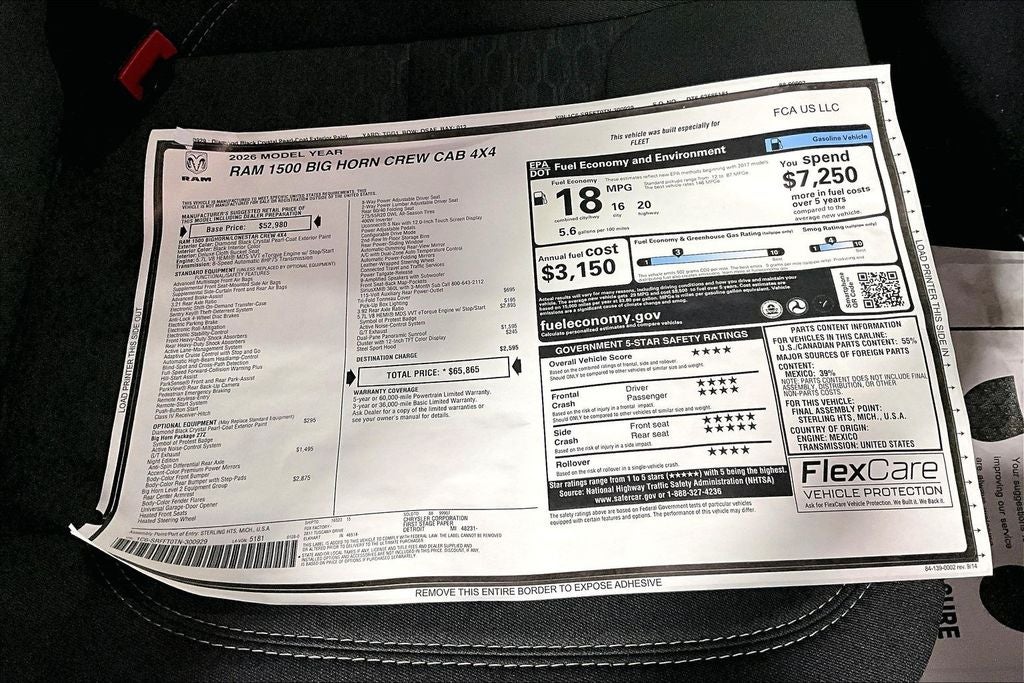 2026 RAM 1500 Big Horn Crew Cab 4x4 5'7' Box