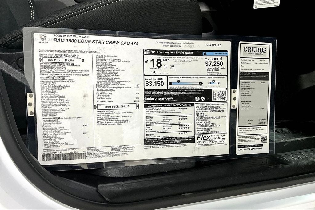 2026 RAM Ram 1500 RAM 1500 LONE STAR CREW CAB 4X4 5'7' BOX