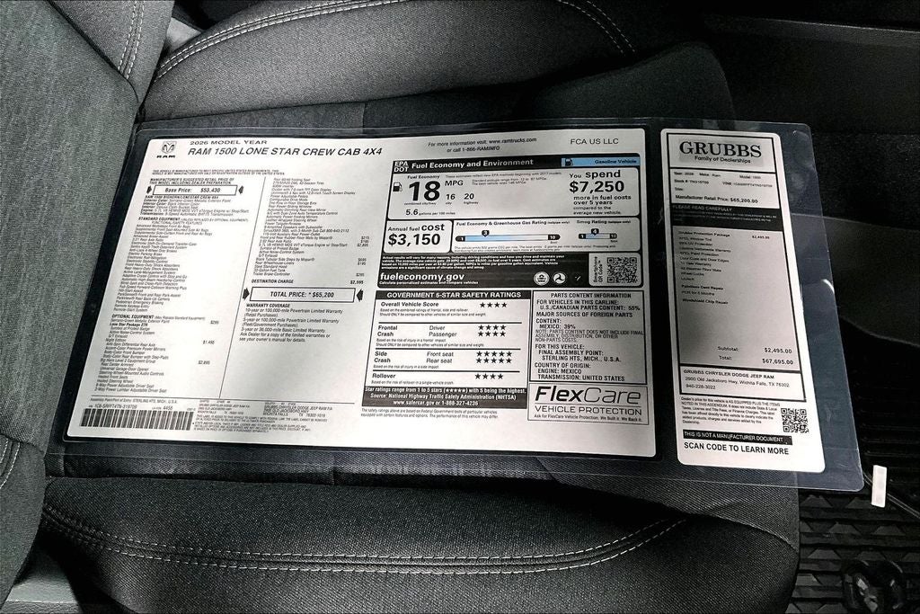 2026 RAM Ram 1500 RAM 1500 LONE STAR CREW CAB 4X4 5'7' BOX