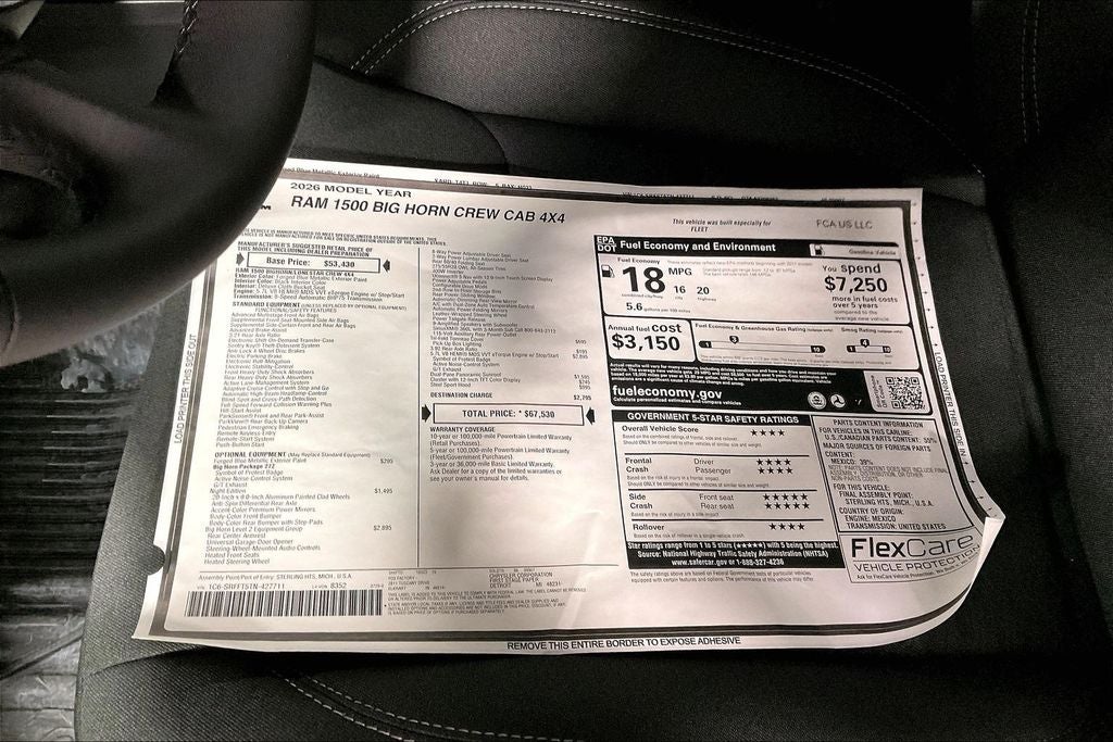 2026 RAM Ram 1500 RAM 1500 BIG HORN CREW CAB 4X4 5'7' BOX
