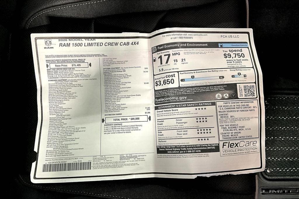 2026 RAM Ram 1500 RAM 1500 LIMITED CREW CAB 4X4 5'7' BOX