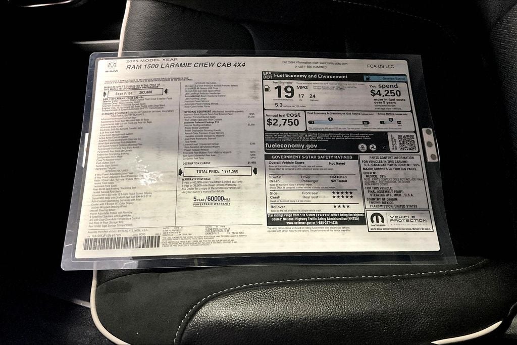 2025 RAM Ram 1500 RAM 1500 LARAMIE CREW CAB 4X4 5'7' BOX