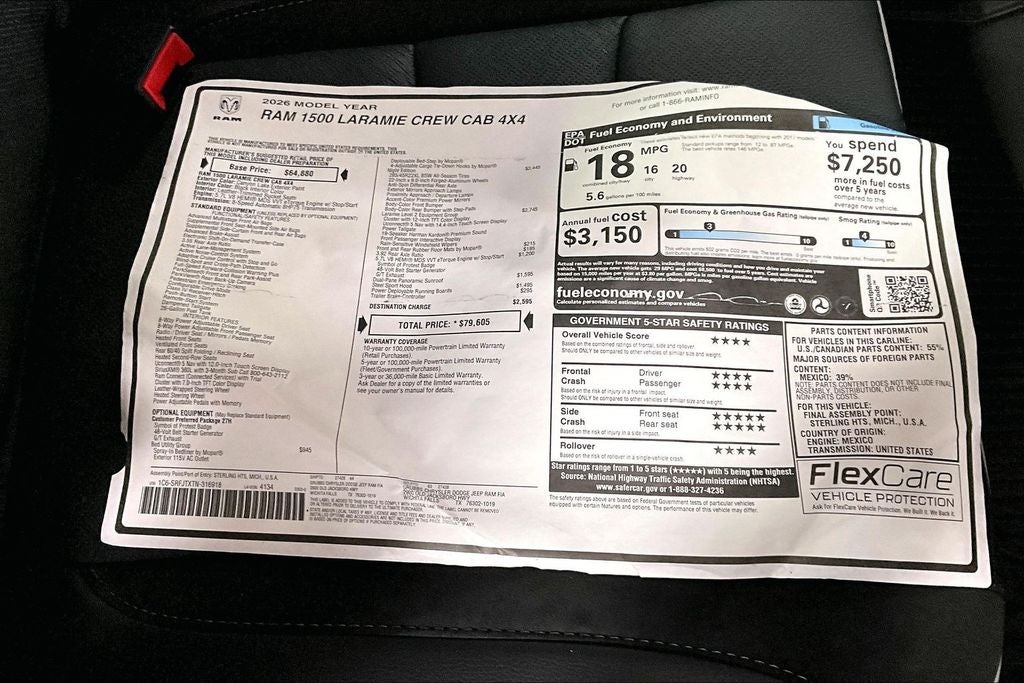 2026 RAM Ram 1500 RAM 1500 LARAMIE CREW CAB 4X4 5'7' BOX