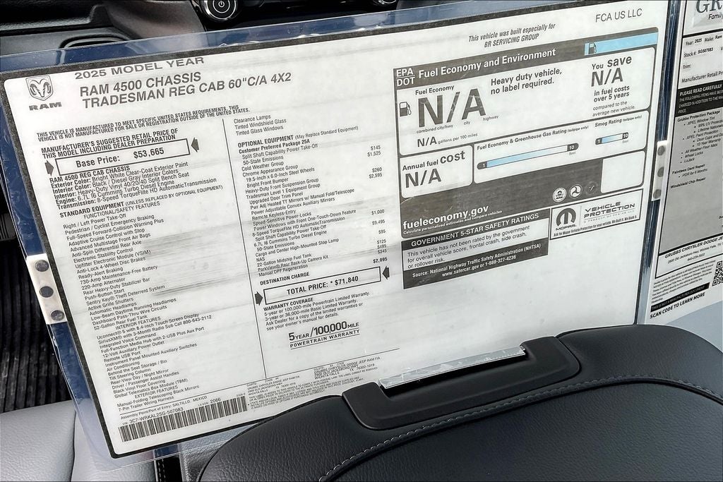 2025 RAM Ram 4500 Chassis Cab RAM 4500 TRADESMAN CHASSIS REGULAR CAB 4X2 60' CA