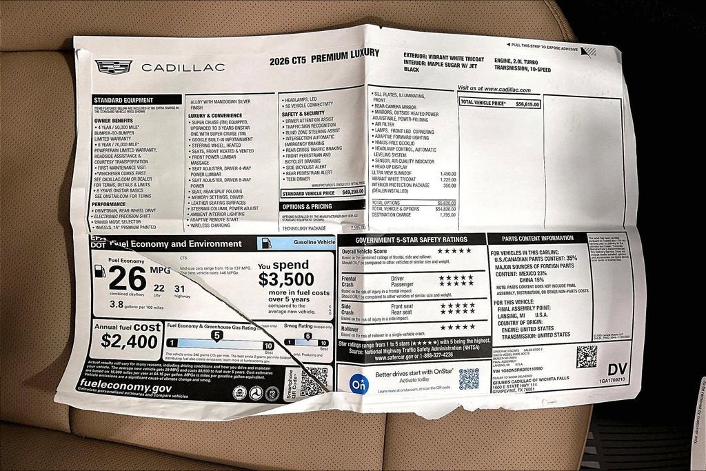 2026 Cadillac CT5 Premium Luxury