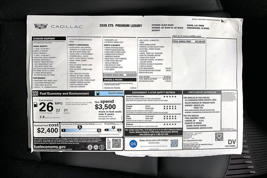 2026 Cadillac CT5 Premium Luxury
