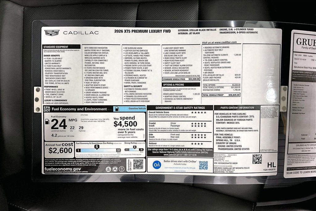2026 Cadillac XT5 Premium Luxury