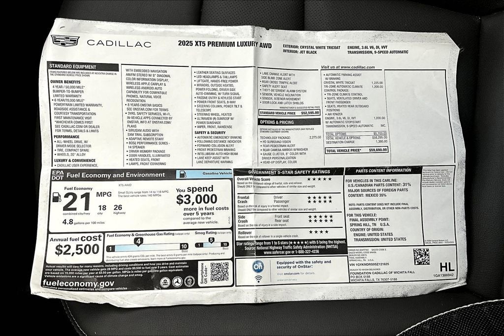 2025 Cadillac XT5 Premium Luxury