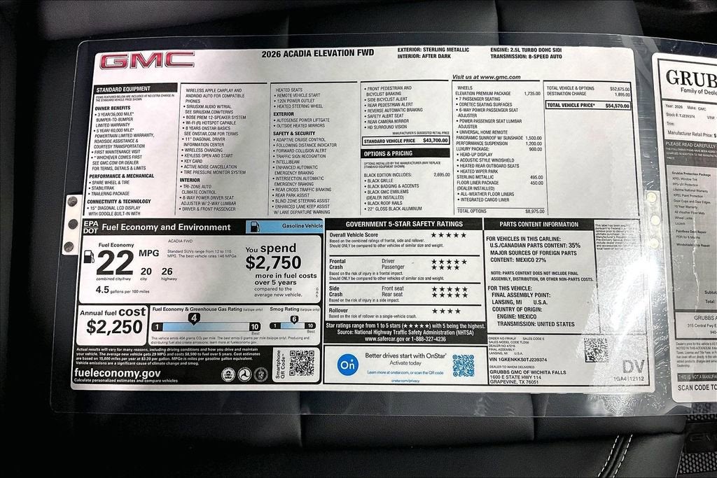 2026 GMC Acadia Elevation