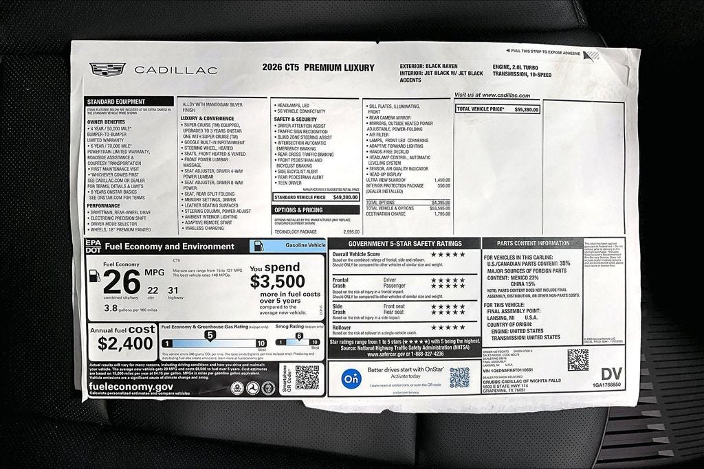 2026 Cadillac CT5 Premium Luxury