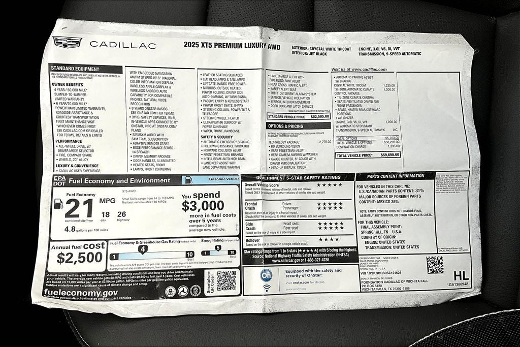 2025 Cadillac XT5 Premium Luxury
