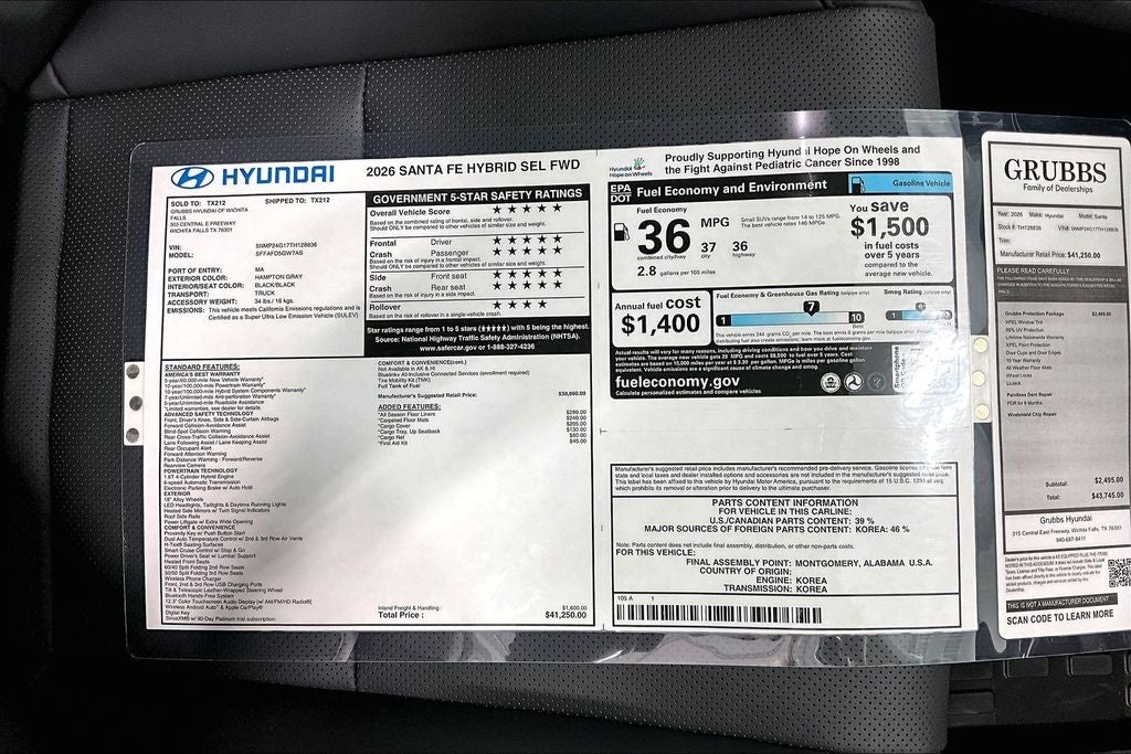 2026 Hyundai Santa Fe Hybrid SEL