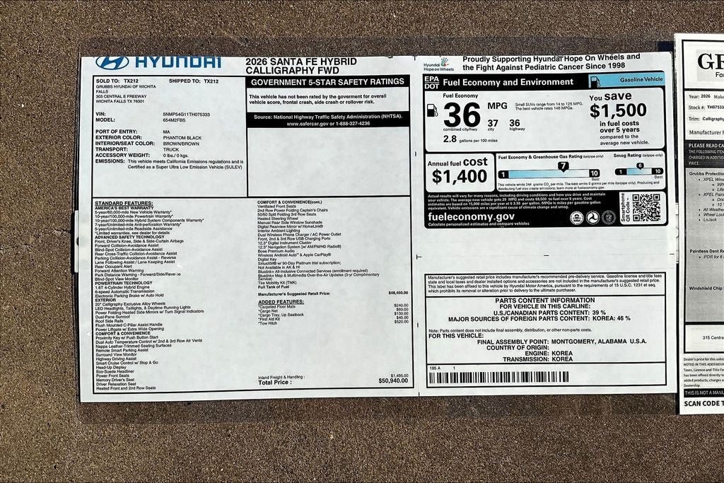 2026 Hyundai Santa Fe Hybrid Calligraphy