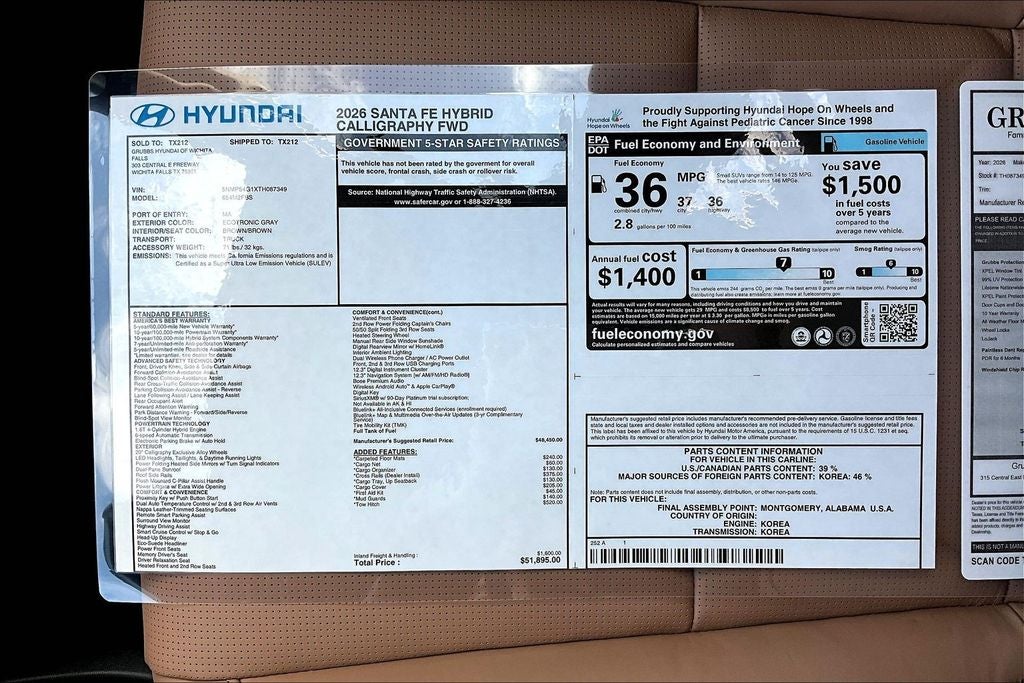 2026 Hyundai Santa Fe Hybrid Calligraphy